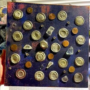 Square painting/artwork: space surreal imagine modern dr who glass bottle cap